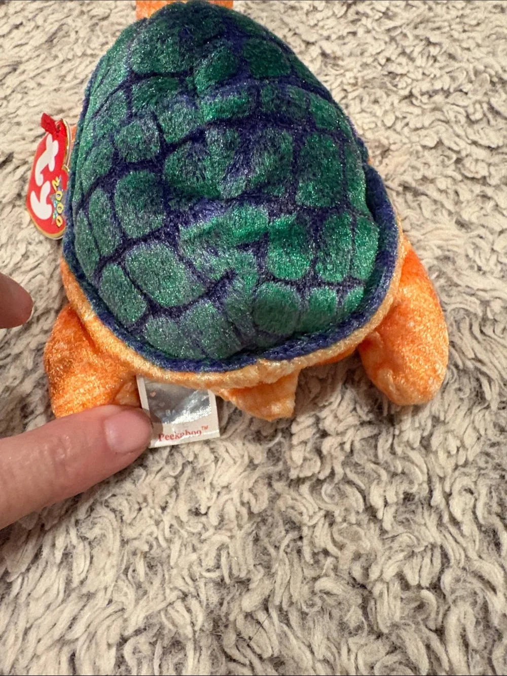 Ty Orange Turtle‎ Plush with Green & Purple Shell
